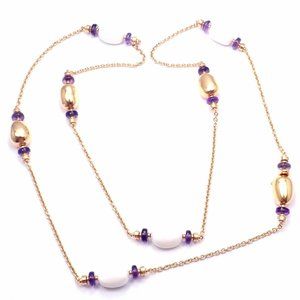 Bvlgari Bulgari Mediterranean Eden Sautoir 18k Gold Amethyst Ceramic Necklace